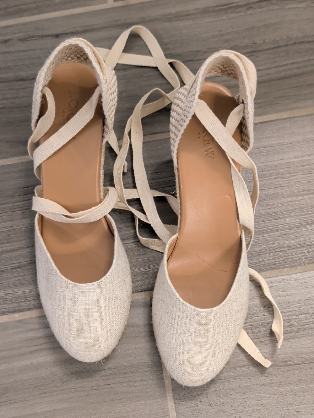 NWOT J. Crew Cream Lace-Up Espadrille Wedges - Women